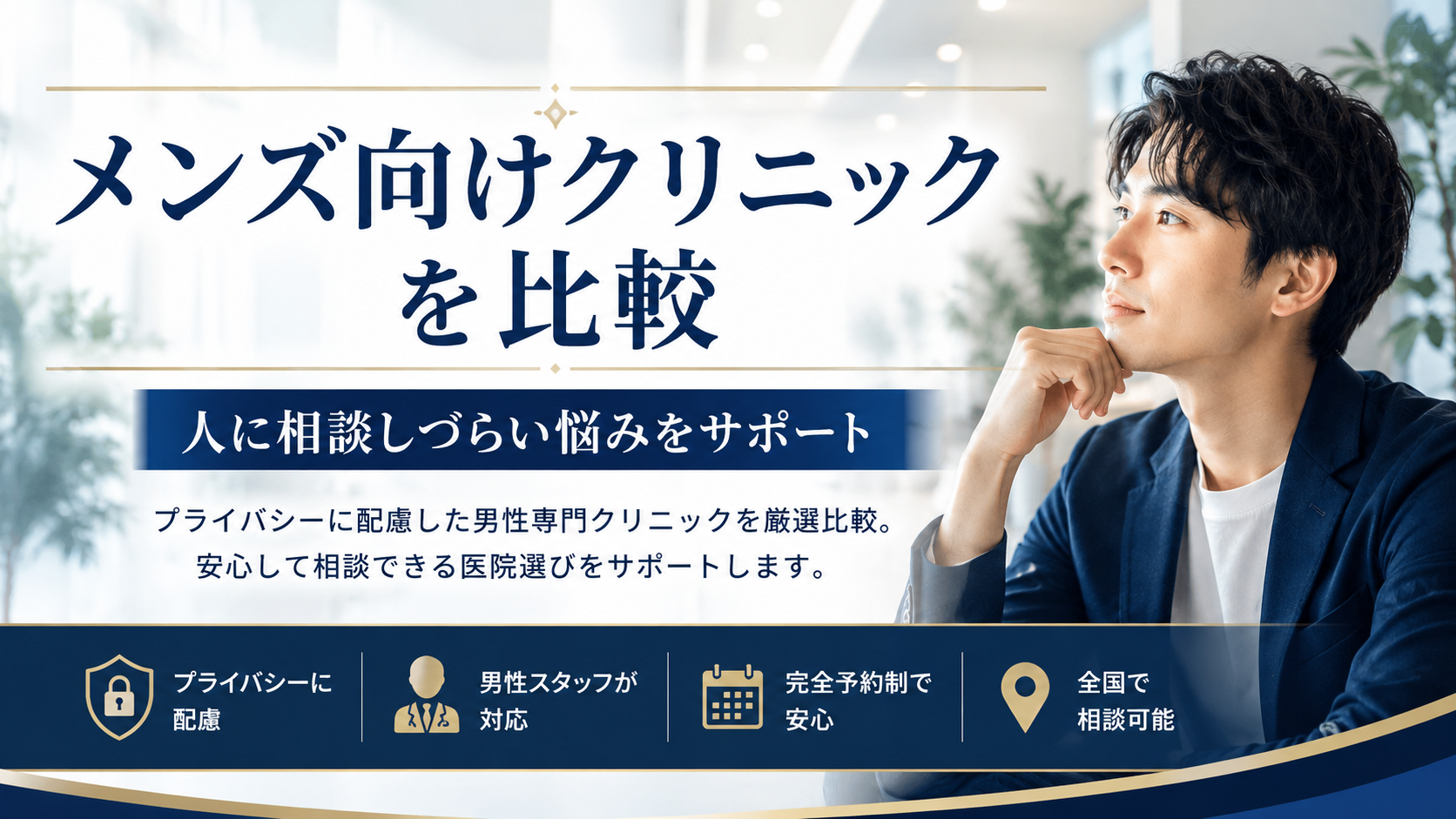 メンズ向けクリニックを比較｜人に相談しづらい悩みをサポート